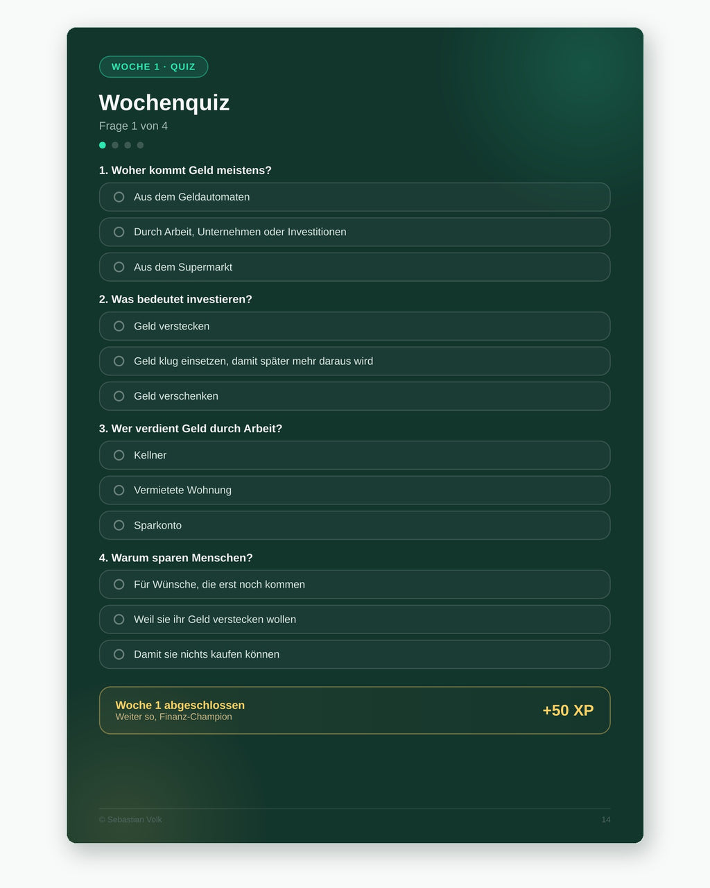 Finanzführerschein für Kinder | Softcover A4 | Geld verstehen und sparen lernen | Workbook mit Lian und SparChamp, 8–12 Jahre