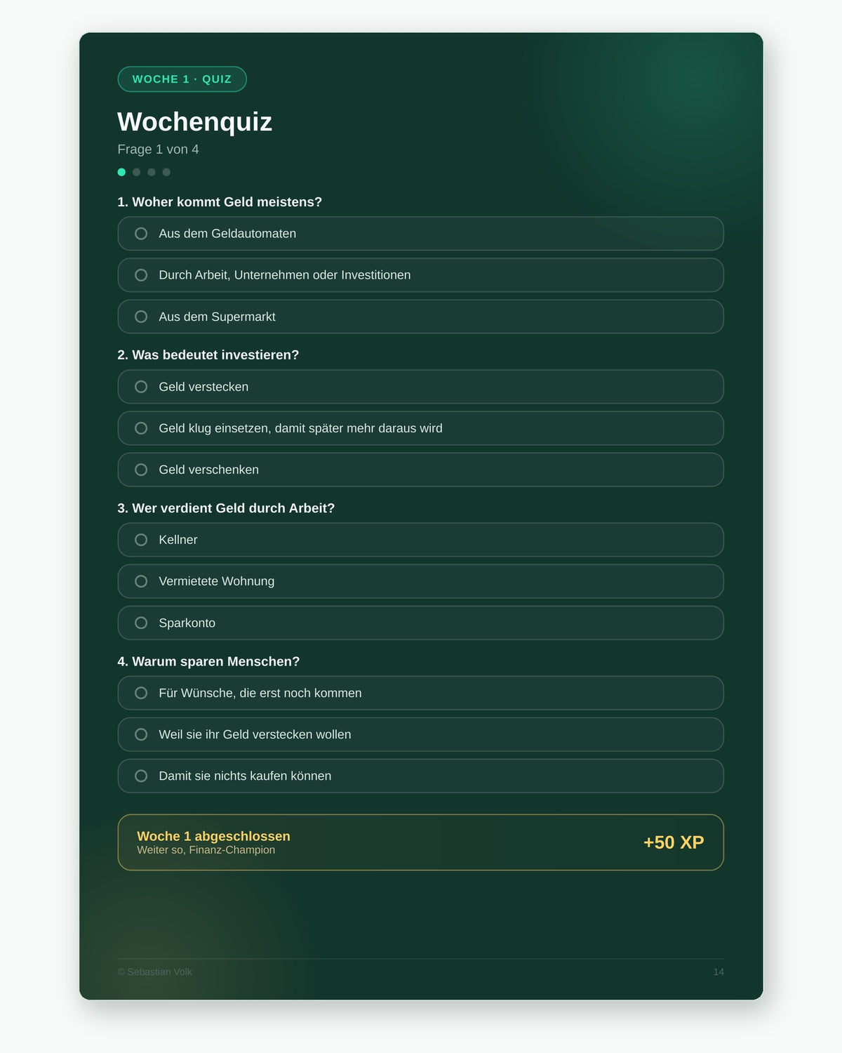 Finanzführerschein für Kinder | Softcover A4 | Geld verstehen und sparen lernen | Workbook mit Lian und SparChamp, 8–12 Jahre