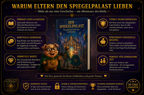 Der Spiegelpalast – Hardcover Kinderbuch | Fantasy-Abenteuer über Mut, Geld & kluge Entscheidungen | Geldhelden Band 1