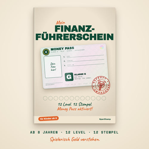Finanzführerschein für Kinder – Hardcover mit 12 Leveln und Money Pass